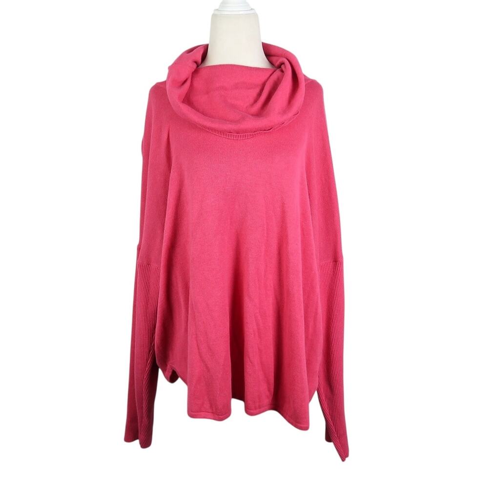 Bryn Walker Pink 100% Cotton Foldover Cowl Neck Sweater XL